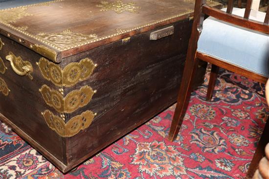 A brass mounted hardwood Zanzibar chest W.91cm